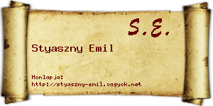 Styaszny Emil névjegykártya